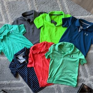 Under Armour Kids Polo Tops - Neon Green, Navy, Teal, Gray, Red
